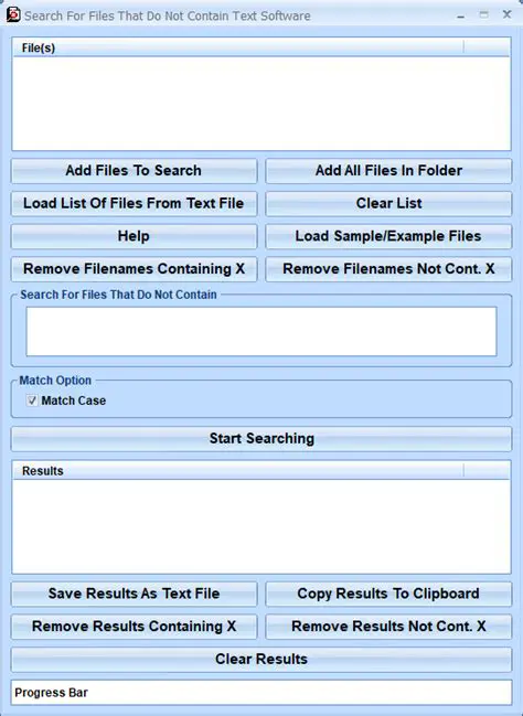 Key Features of Search For Files That Do Not Contain Text Software