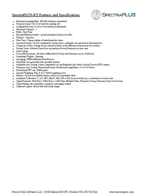 Key Features of SpectraPLUS