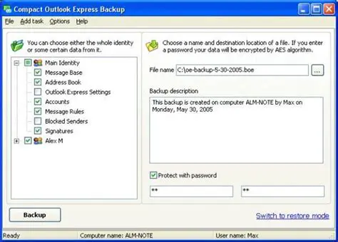 Key Features of Static Outlook Express Backup