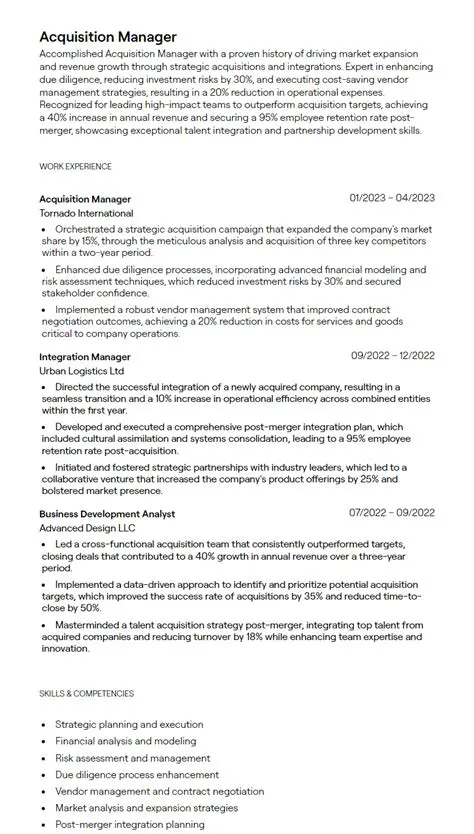 Key Features of the Carl Zeiss Acquisition Advisor