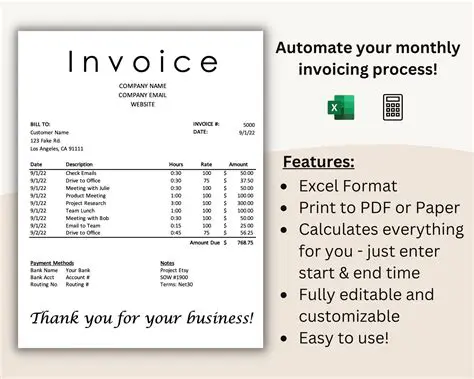 Key Features of the Excel Invoice Template