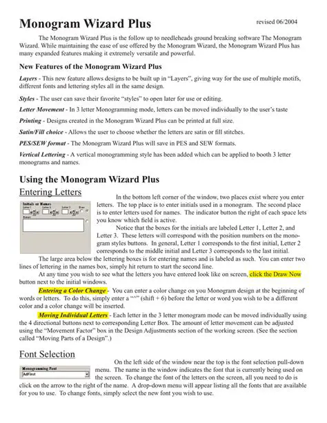 Key Features of the Monogram Wizard