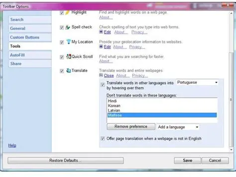 Key Features of the Translator Toolbar