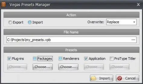 Key Features of the Vegas Presets Manager