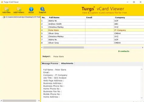 Key Features of Turgs vCard Viewer