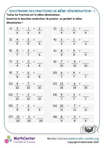 La Soustraction de Fractions