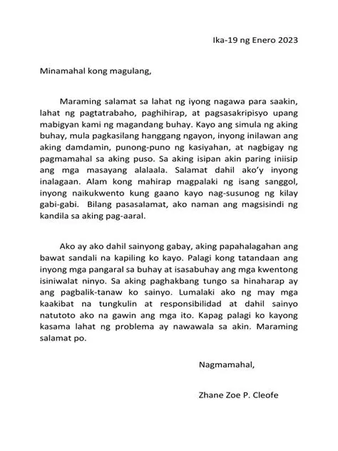 Liham pasasalamat sa isang tao