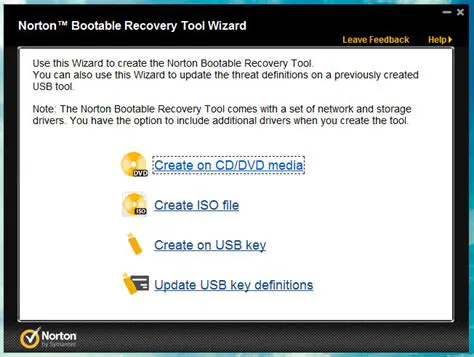 Limitations of Norton Bootable Recovery Tool Wizard