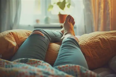 Lying down with the feet elevated