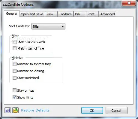 Main Features of AZZ Cardfile