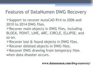 Main Features of DataNumen DWG Recovery