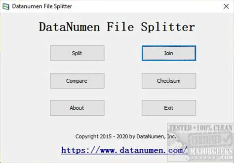 Main Features of DataNumen File Splitter