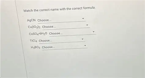 Matching the Formula to the Correct Name