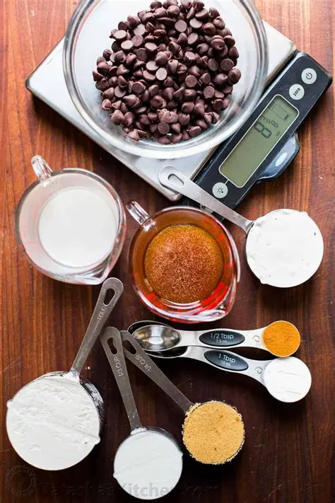 Measuring ingredients for a recipe