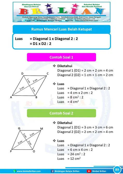 Menggunakan Rumus Luas Belah Ketupat untuk Menemukan Panjang Diagonal Lainnya