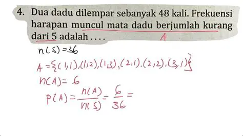 Menghitung Frekuensi Harapan Muncul Mata Dadu Berjumlah Lebih Kecil dari 5