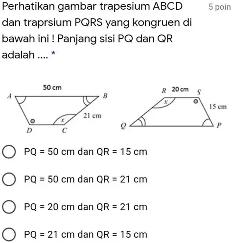 Menghitung Nilai PQ pada Trapesium ABCD