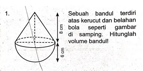 Menghitung Volume Gabungan Kerucut dan Belahan Bola