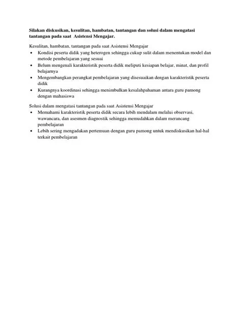 Mengidentifikasi tantangan dan kesulitan