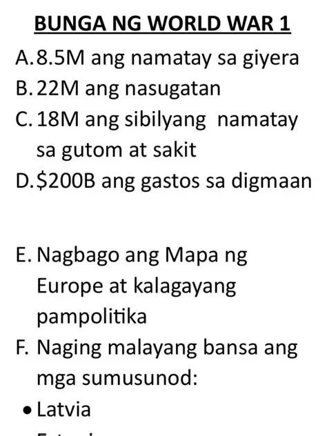 Mga Bunga ng WW1 sa Pampulitikal