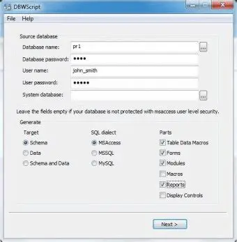 MSAccess SQL Dialect Scripts