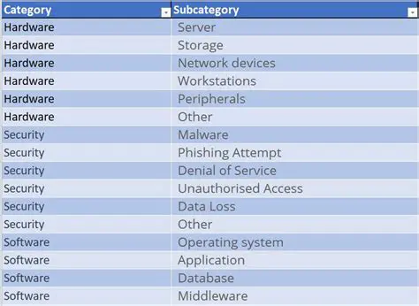 Multiple categories and subcategories