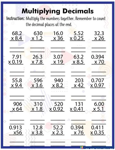Multiplying Decimal Numbers and Fractions