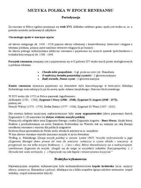 Muzyka Polska w Epoce Renesansu