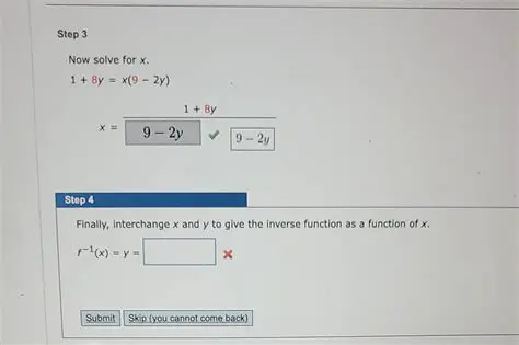 Not following the steps to find the inverse