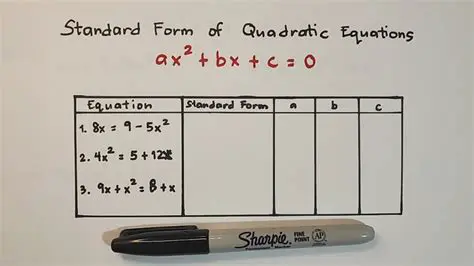Not rewriting the quadratic equation in the standard form