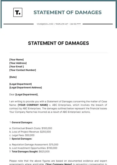 Notice of the amount of damages sought