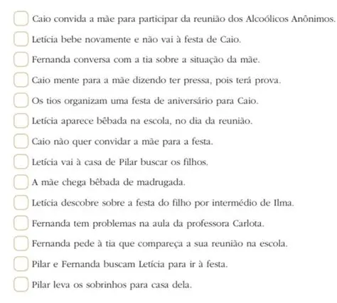 Numere as frases de acordo com a ordem