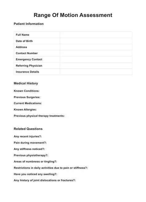 OSS Score and Range of Motion