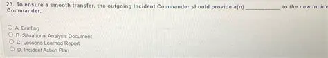 Outgoing Incident Commander