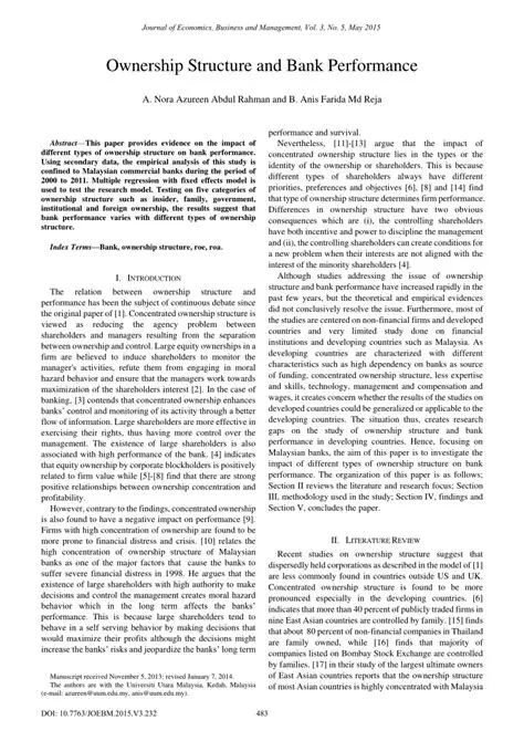 Ownership Structure and Bank Performance