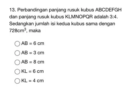 Perbandingan Panjang Rusuk