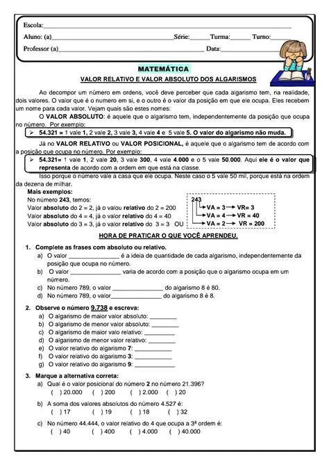 Perguntas e Respostas sobre Valor Relativo e Absoluto