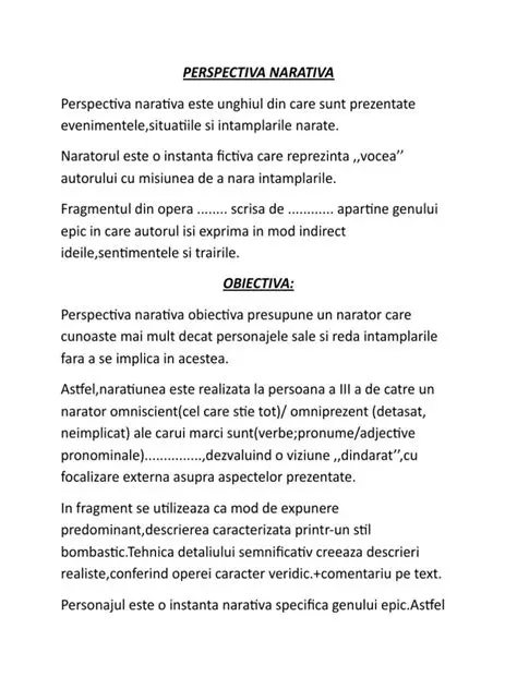 Perspectiva Narativa din Fragmentul de la Jardin de Luxembourg