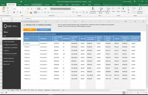 Planilhas de contabilidade
