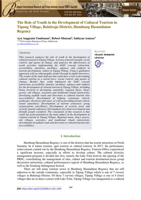 Potential Huta Sitangkubang as a Cultural Tourism Destination in Humbang Hasundutan Regency