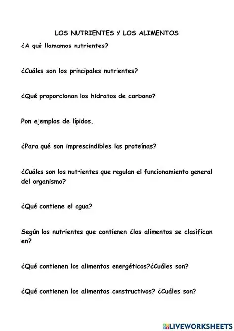 Preguntas sobre Nutrientes