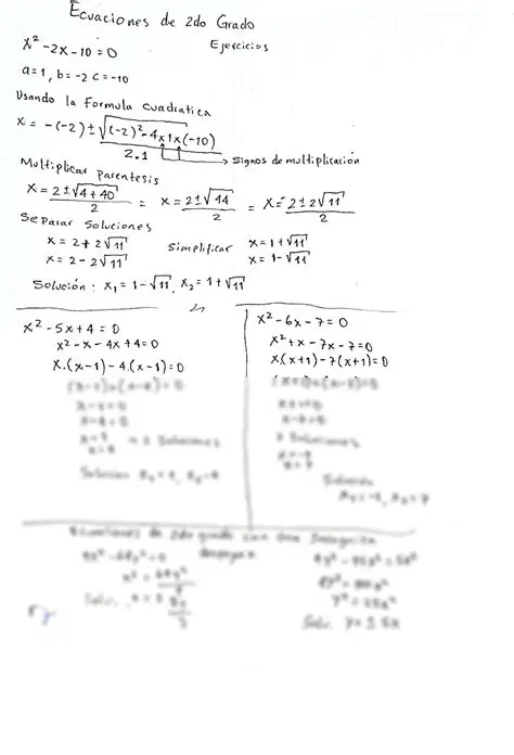 Preguntas y respuestas sobre ecuaciones de 2 grado