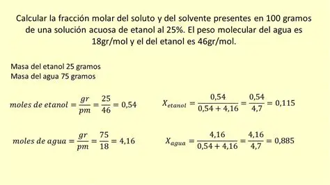 Preguntas y Respuestas sobre la Fraccion Molar de una Solucion Mixta