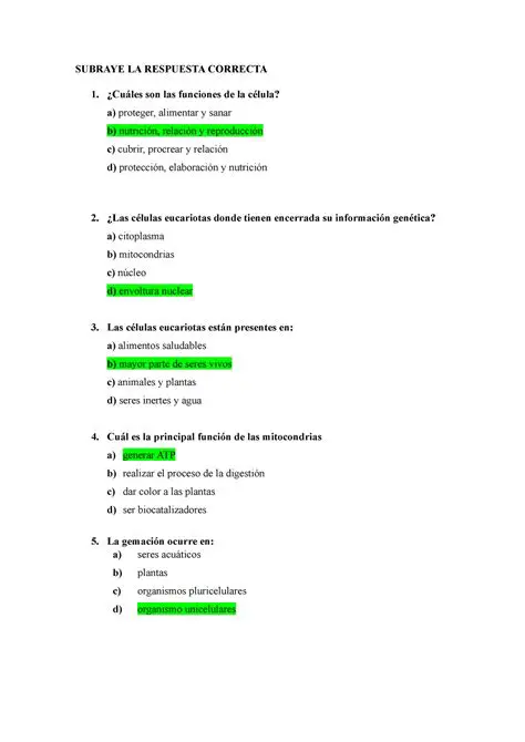 Preguntas y respuestas sobre los organelos