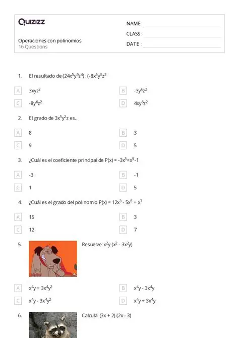 Preguntas y Respuestas sobre Operaciones con Polinomios