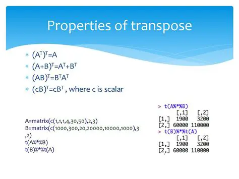 Properties of the Transpose