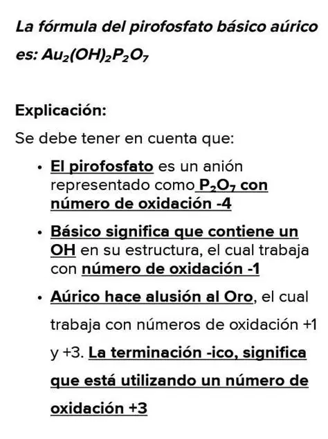 Propiedades del Pirofosfato Aurico