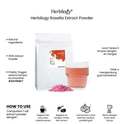 Purple leaf extract and rosella flower extract