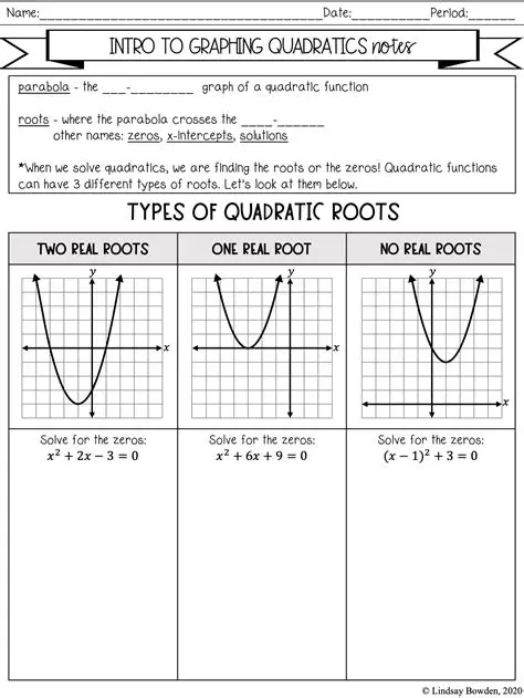Quadratics Review Worksheet