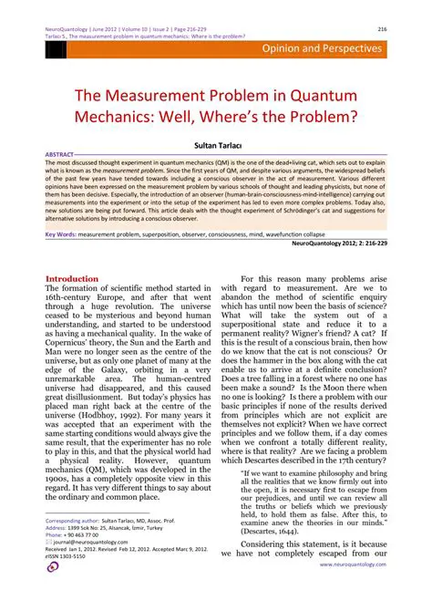 Quantum Mechanics and the Measurement Problem